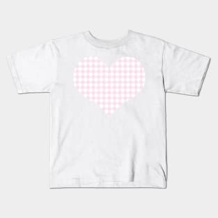 Pale Pink and White Gingham Pattern Kids T-Shirt